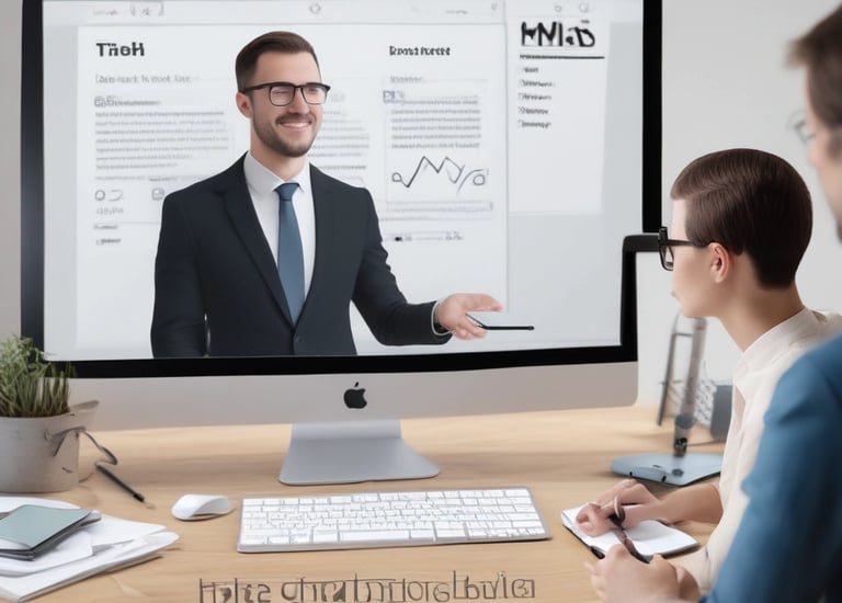 Modern office workspace with team collaborating on digital project.