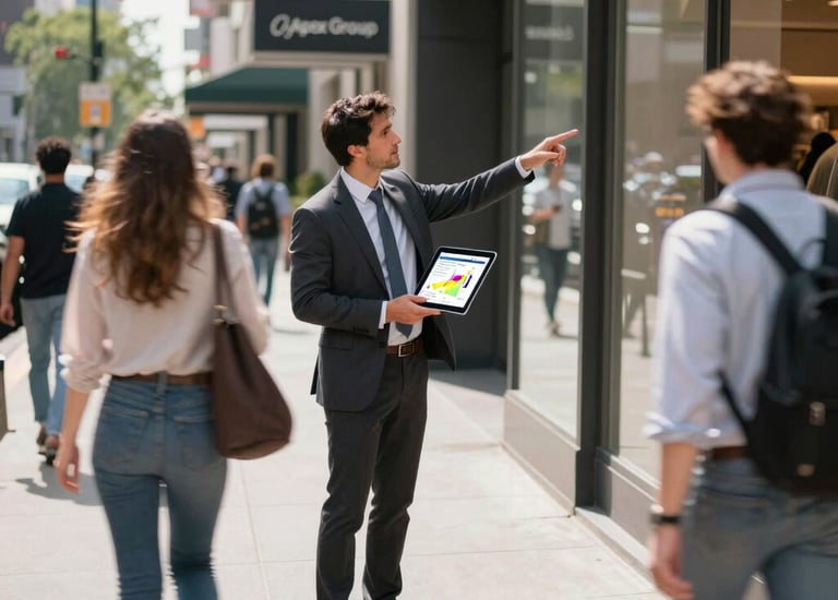 A vibrant office scene showing a team collaborating over digital marketing strategies.