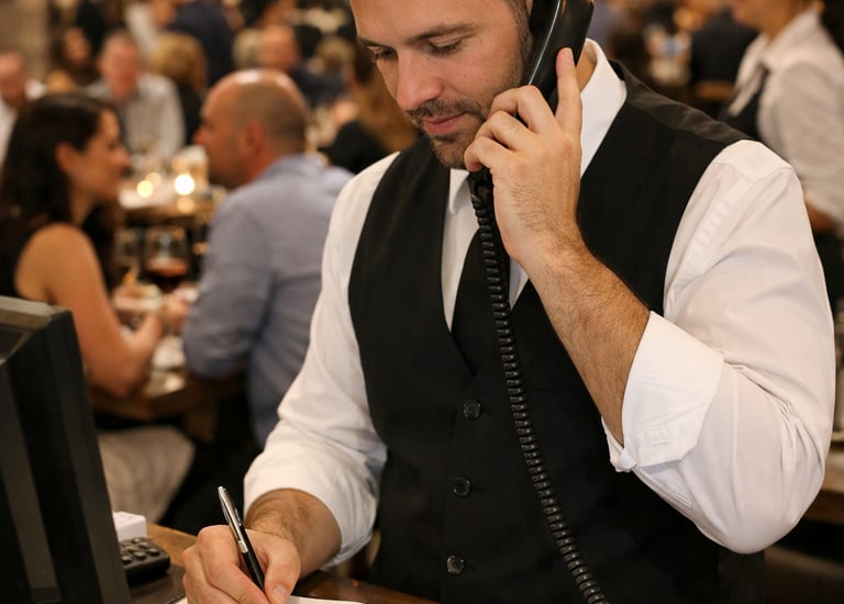 Camarero haciendo una reserva