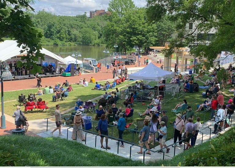 mix position and stage barricades Columbia festival of the arts 2025