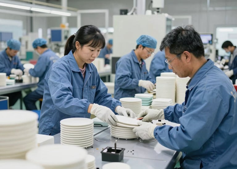 Smiling bakery owner packing fresh pastries for delivery.