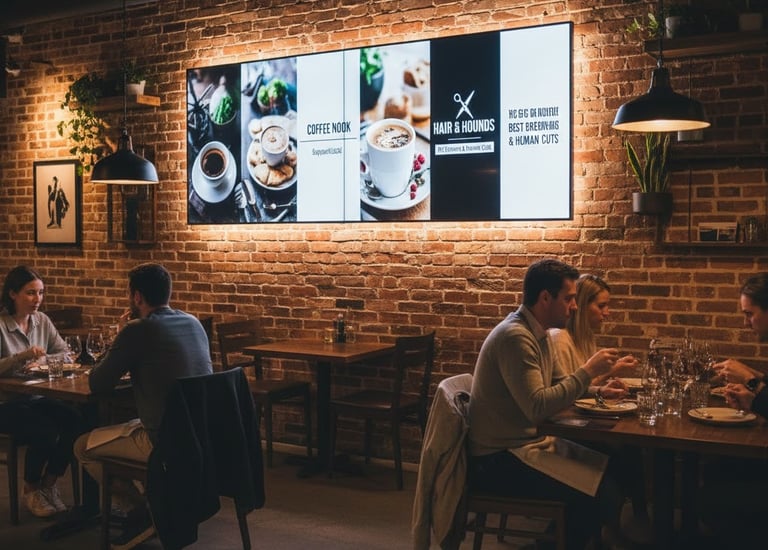 Lichtflow Media UG – digitales Menü und moderne Indoor-Werbung im Café.