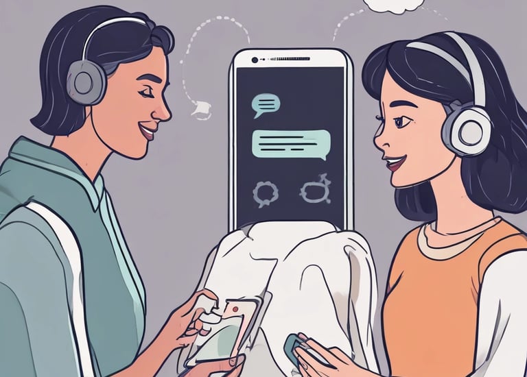 Futuristic chatbot interacting with users on multiple devices