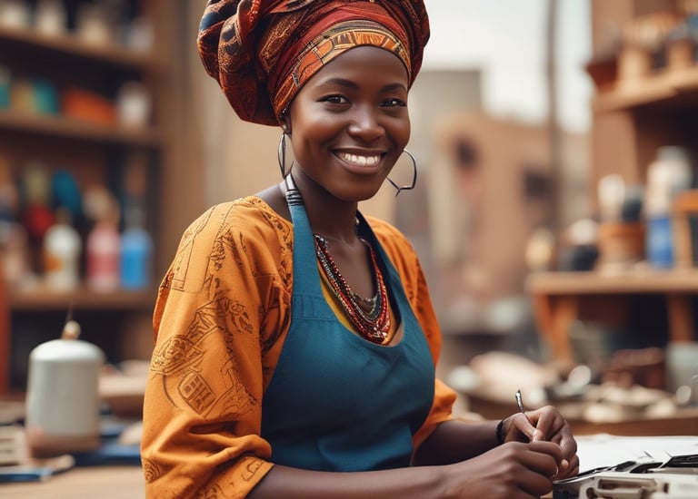 A team of local and international staff collaborating on a community development project in rural Africa.