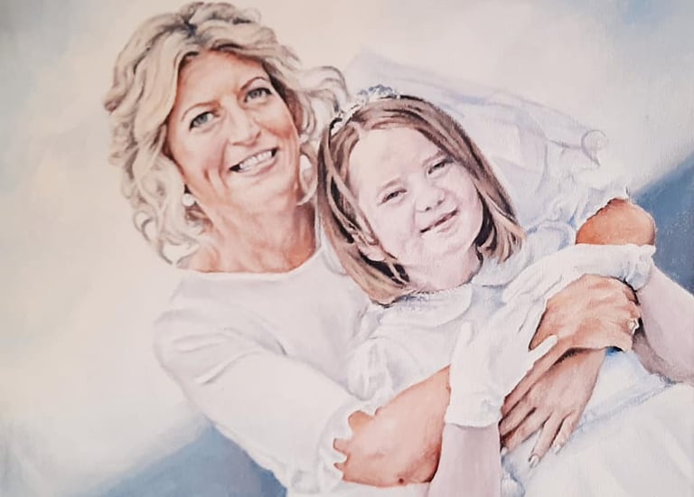 Original acrylic painting of a woman and child by Jen Manning artist