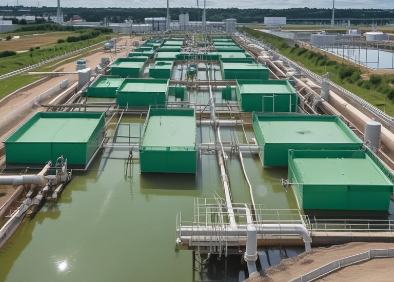 Installation of wastewater treatment system with green surroundings