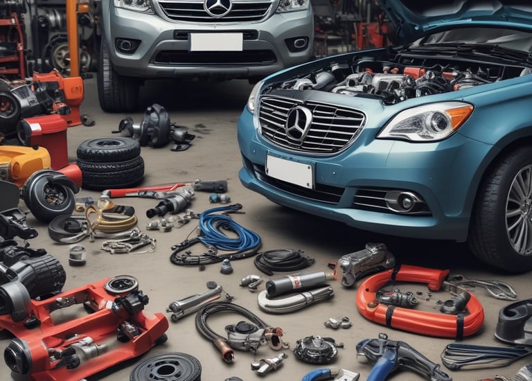 A business consultant discussing strategy with auto parts store owners.