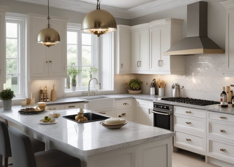 A beautifully remodeled modern kitchen with sleek cabinetry and ambient lighting.