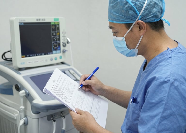 AIMS Technician preparing a detailed maintenance report at a workstation.