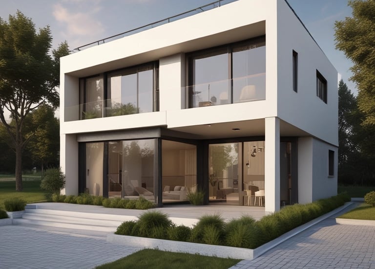 Architects discussing plans over blueprints in a bright workspace