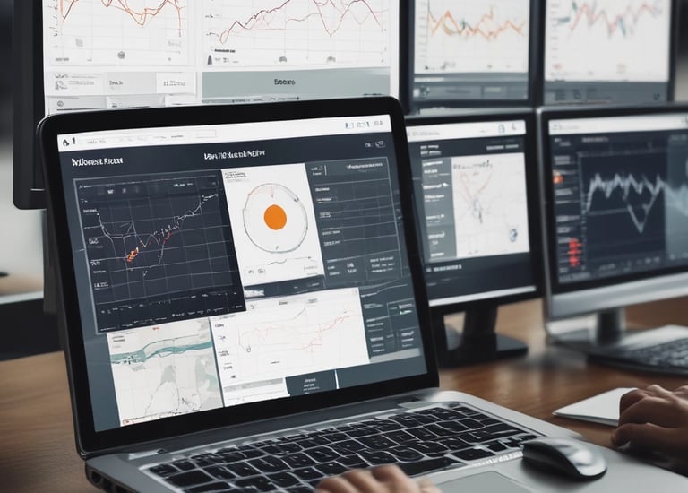 A close-up of digital logistics dashboards showing real-time tracking data.