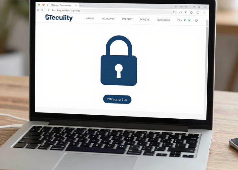A sleek website design on a laptop with a rugged mountain backdrop through a nearby window.
