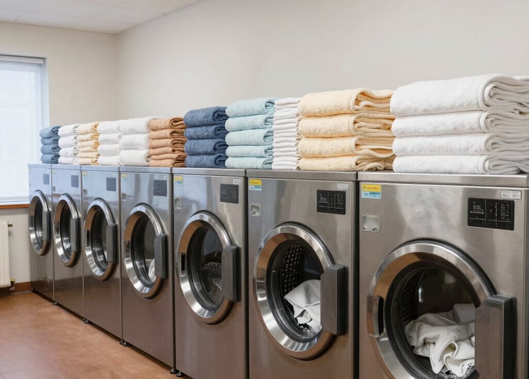 Modern cleaning equipment in use in a stylish Mediterranean-style apartment.