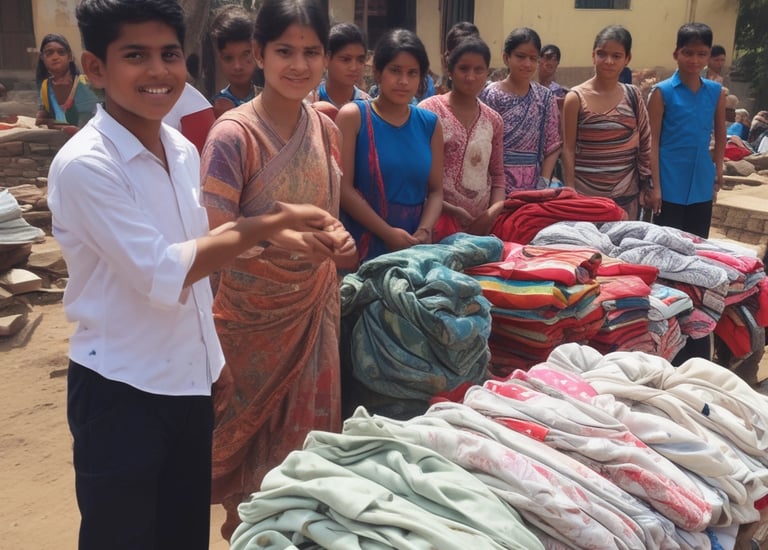 Medical volunteers providing healthcare services in a remote village