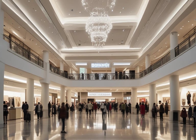 A personal shopper assisting a client with exclusive designer fashion selections.