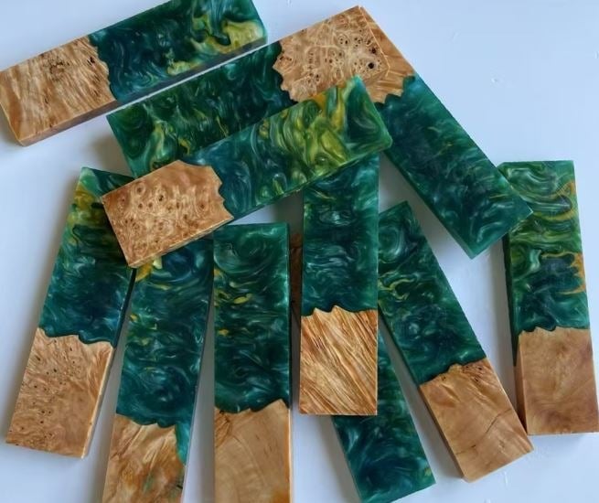 knife handles stabilized burl wood blank