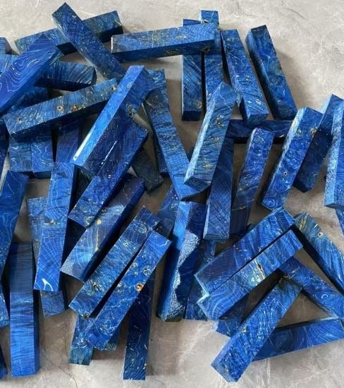 blue stabilized wood blocks curly maple figured maple wood blank