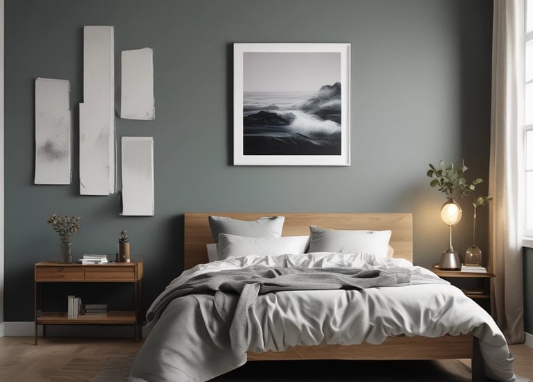 A freshly painted living room with smooth, even walls in a soft neutral tone.