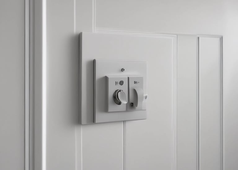 Maintenance technician performing light repairs in a rental unit.