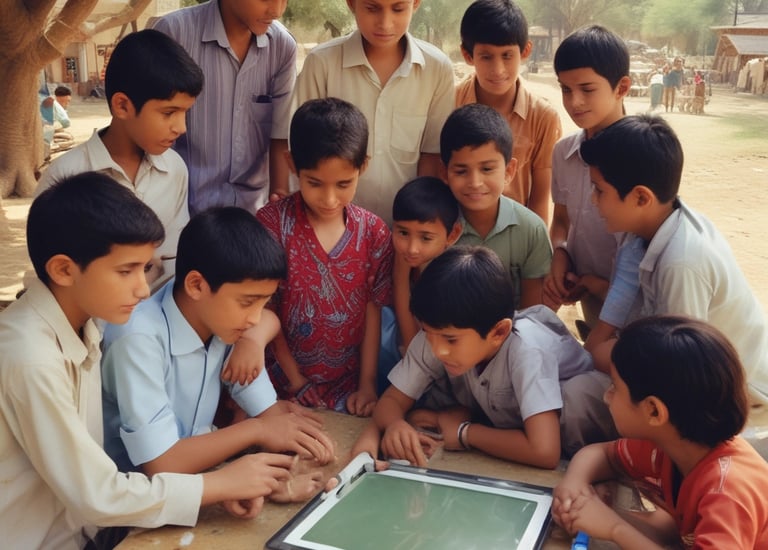 A young girl drawing AI concepts on paper with colorful markers.