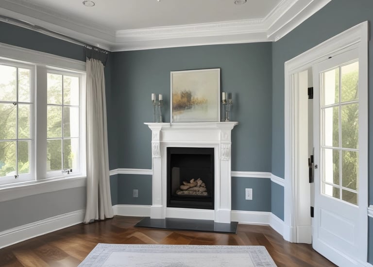 Close-up of a painter’s hand smoothing drywall repair before painting