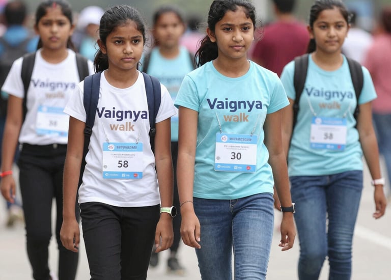 A vibrant morning walk with diverse community members raising awareness together.