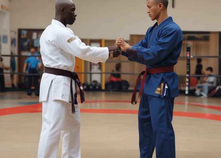 A woman confidently trying martial arts moves in a cozy living room.