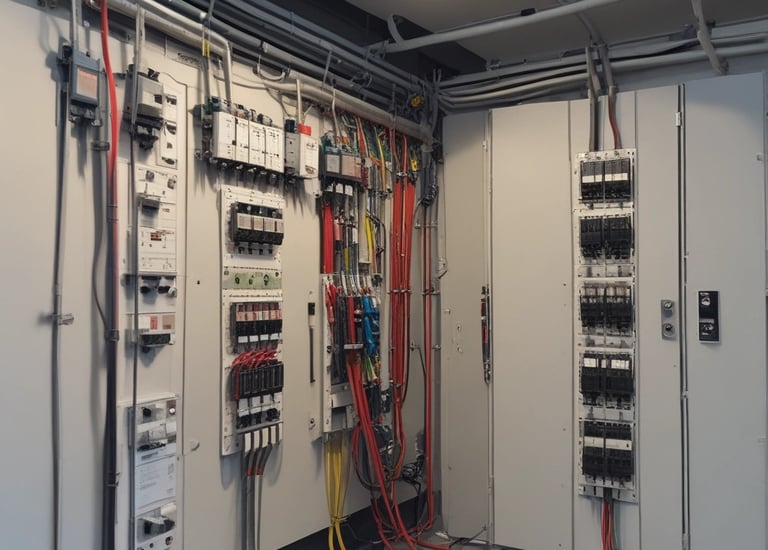 Technician performing refrigeration maintenance in a store
