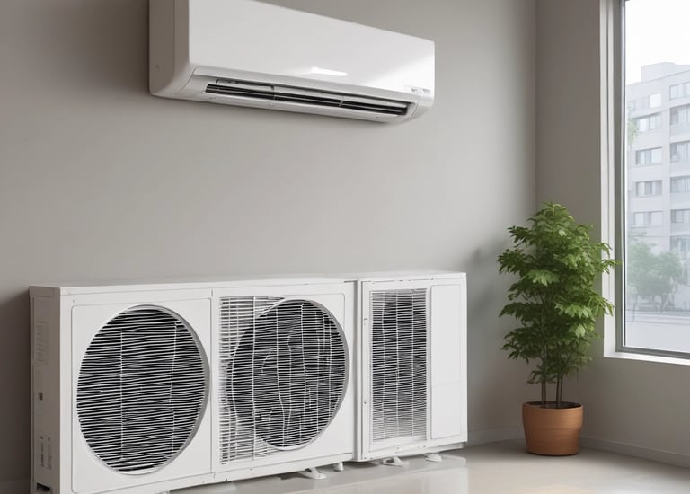 Technician servicing an industrial air conditioning unit