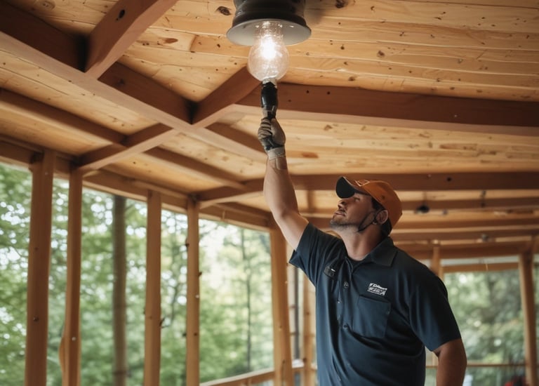 Electrician installing wiring in a residential home