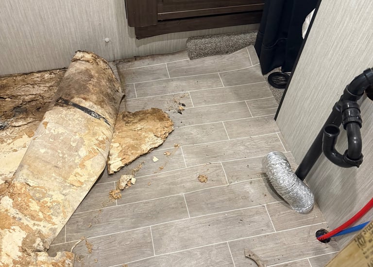 rv floor with water damage