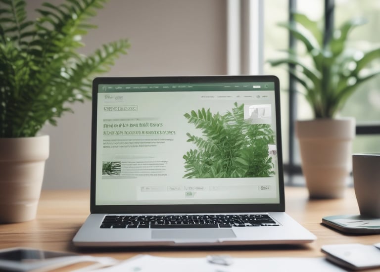 A sleek laptop displaying a modern responsive website design.