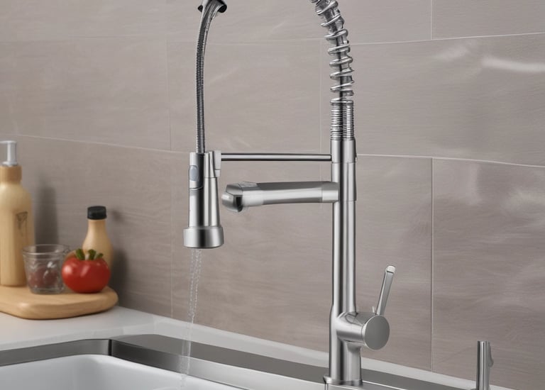 Contemporary kitchen sink and faucet setup in a bright kitchen