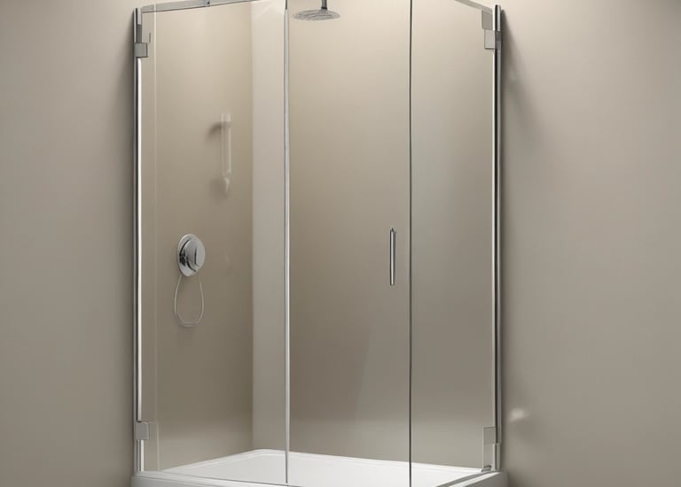 Shower tray and glass enclosure in a modern bathroom