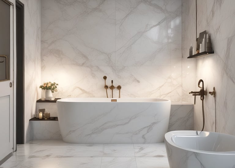 Close-up of a polished marble floor in a modern living room with natural light.