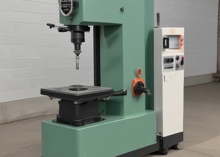 High-tech CNC machine in action, cutting metal with sparks flying.