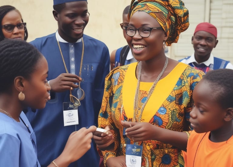 Community members collecting trash bags during a clean-up event.