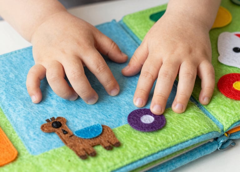 Brightly stitched bibs hanging on a clothesline under sunlight.