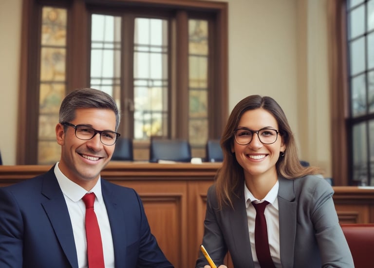 Close-up of legal papers being filed at a court office.
