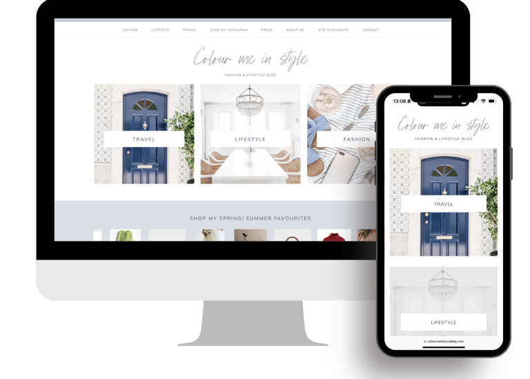 An image showing a mobile and desktop mock up of the colour me in style website