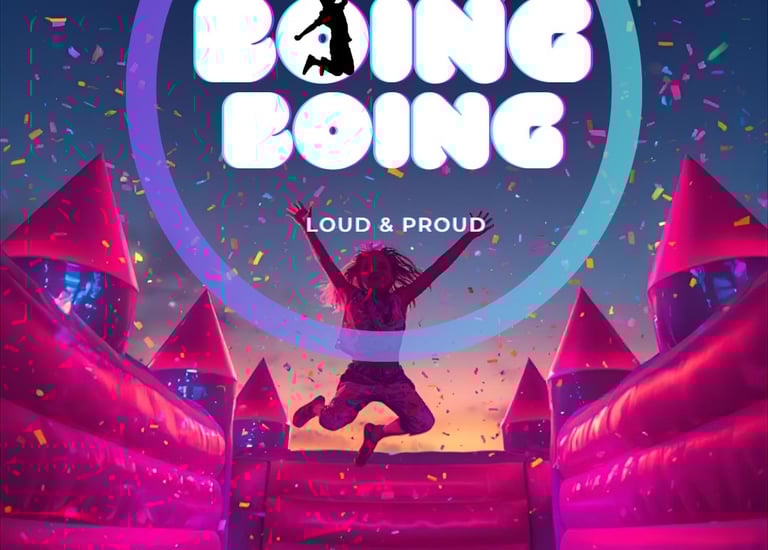 a girl jumping on a bounqe bounce