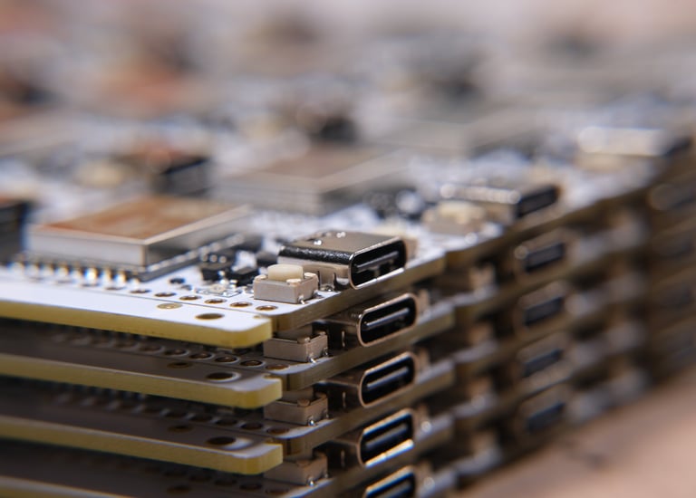 a stack of ESP32 Development boards