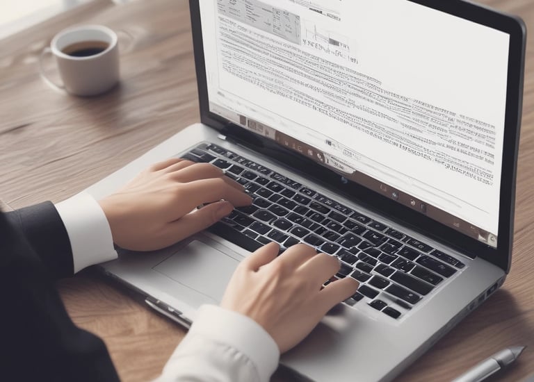 A technciian looking at code for performance issues with a laptop