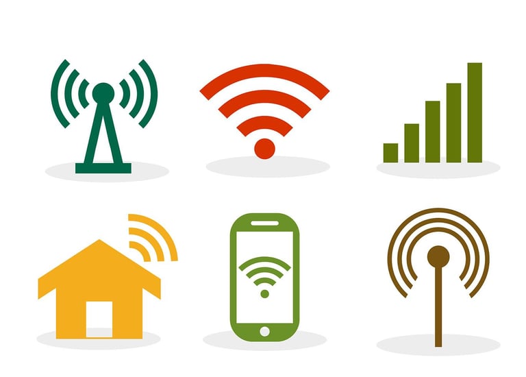 A picture showing WiFi symbols including cellular pictograms