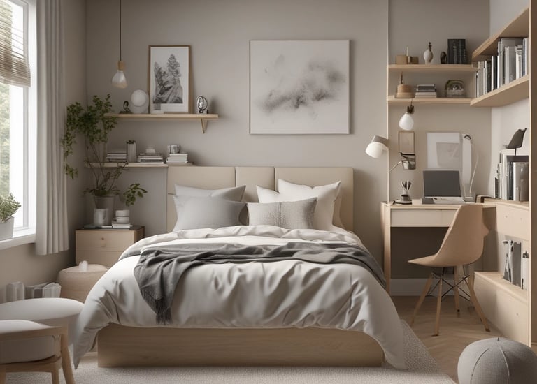 a living room filled with furniture and a large window