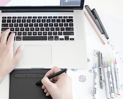 Process of graphic design using computer