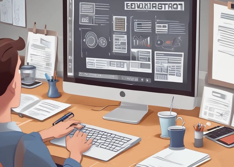 a man riding a skateboard down a street next to tall buildings