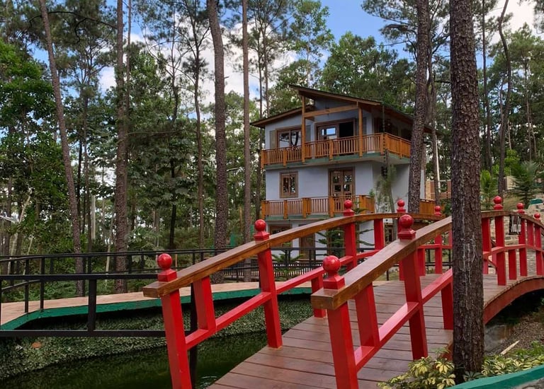 Villa con lago y puente en Jarabacoa