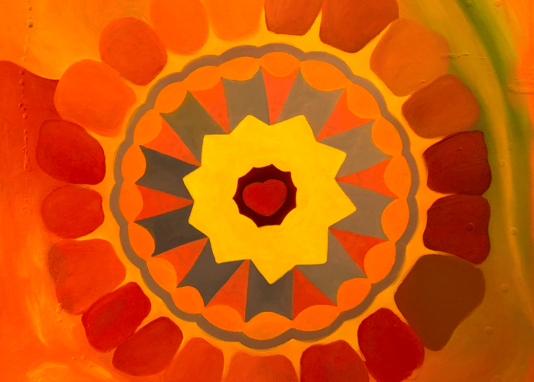 Visionary healing art dreamscape acrylic and oil painting titled, Sacral Chakra