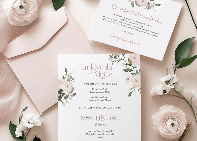 convite de casamento floral 